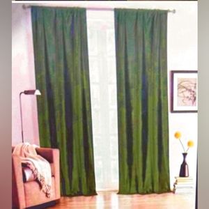 Racheal Roy Green Velvet Hidden Tab Curtains